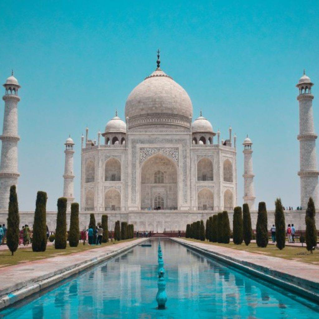 Taj Mahal Agra - romantic monument and central attraction in India's Golden Triangle